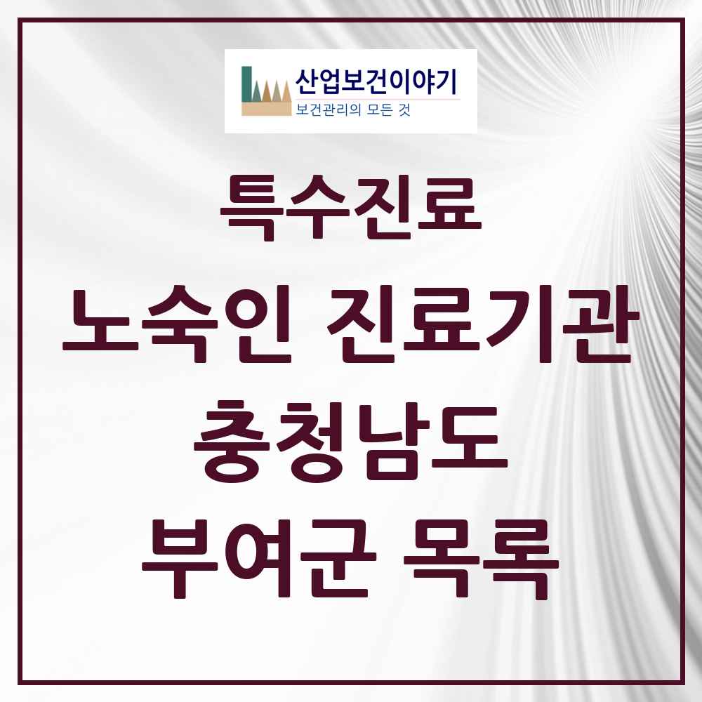 2025 충청남도 부여군 노숙인 진료기관 의원·병원 목록 1곳