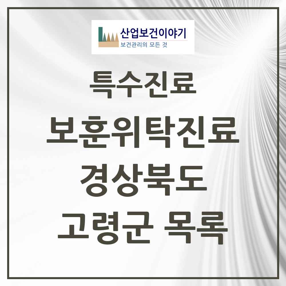 2025 경상북도 고령군 보훈위탁진료 요양기관 의원·병원 목록 2곳
