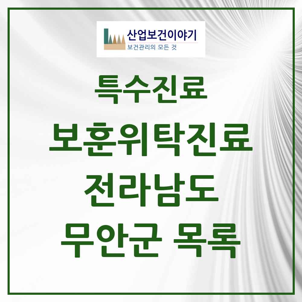 2025 전라남도 무안군 보훈위탁진료 요양기관 의원·병원 목록 5곳