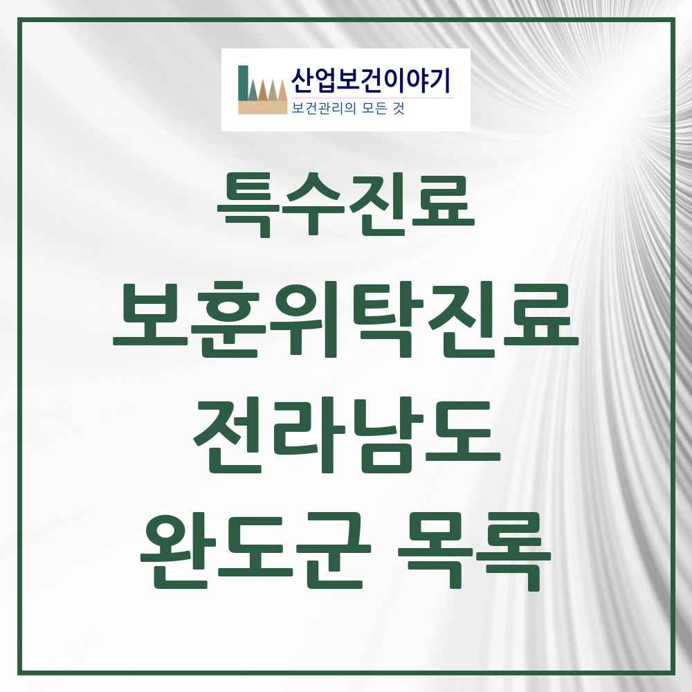 2025 전라남도 완도군 보훈위탁진료 요양기관 의원·병원 목록 7곳