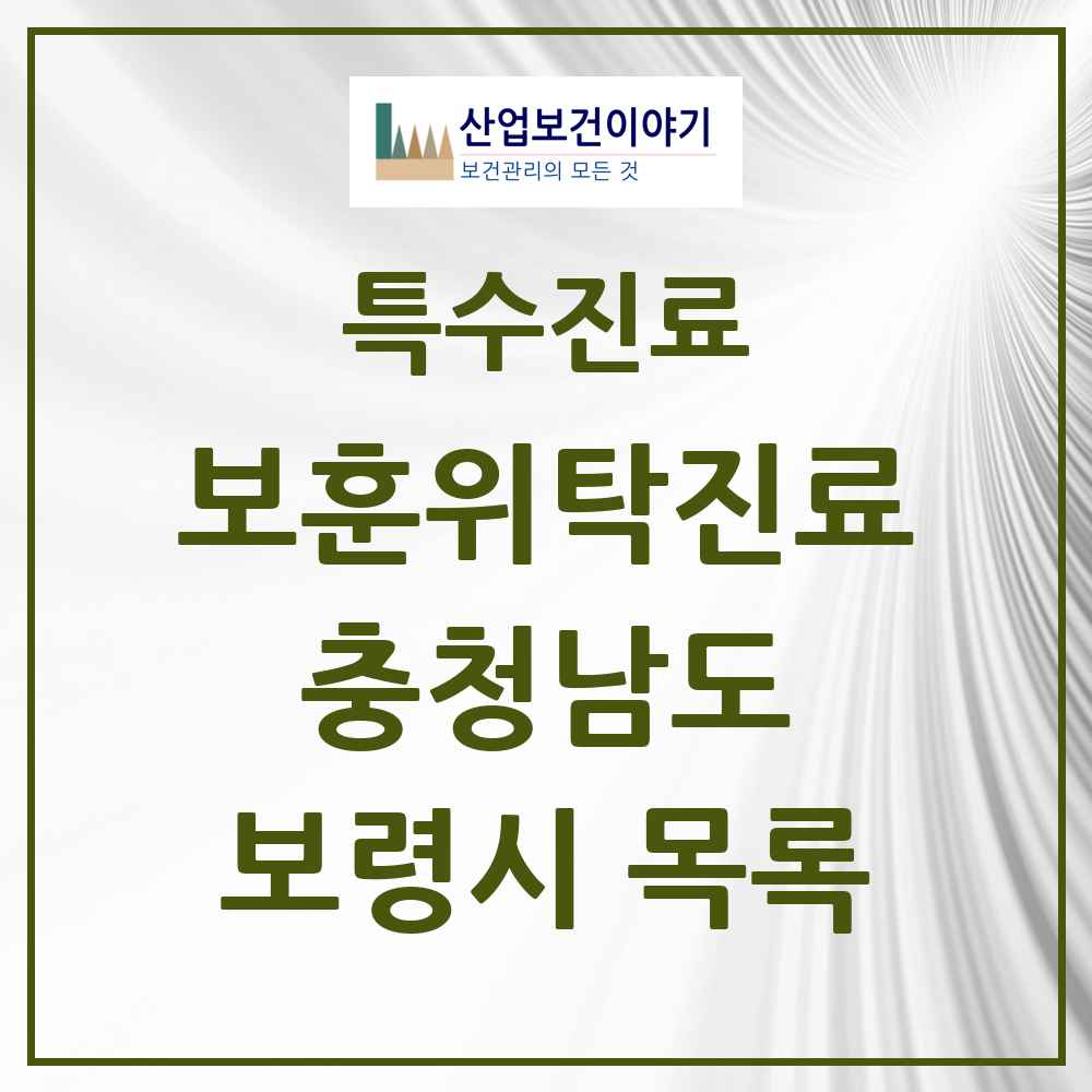 2025 충청남도 보령시 보훈위탁진료 요양기관 의원·병원 목록 3곳