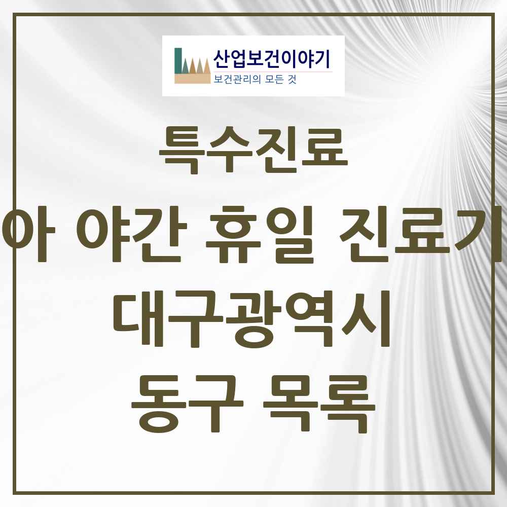 2025 대구광역시 동구 소아 야간 휴일 진료기관 의원·병원 목록 2곳