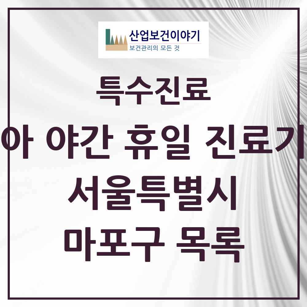 2025 서울특별시 마포구 소아 야간 휴일 진료기관 의원·병원 목록 2곳