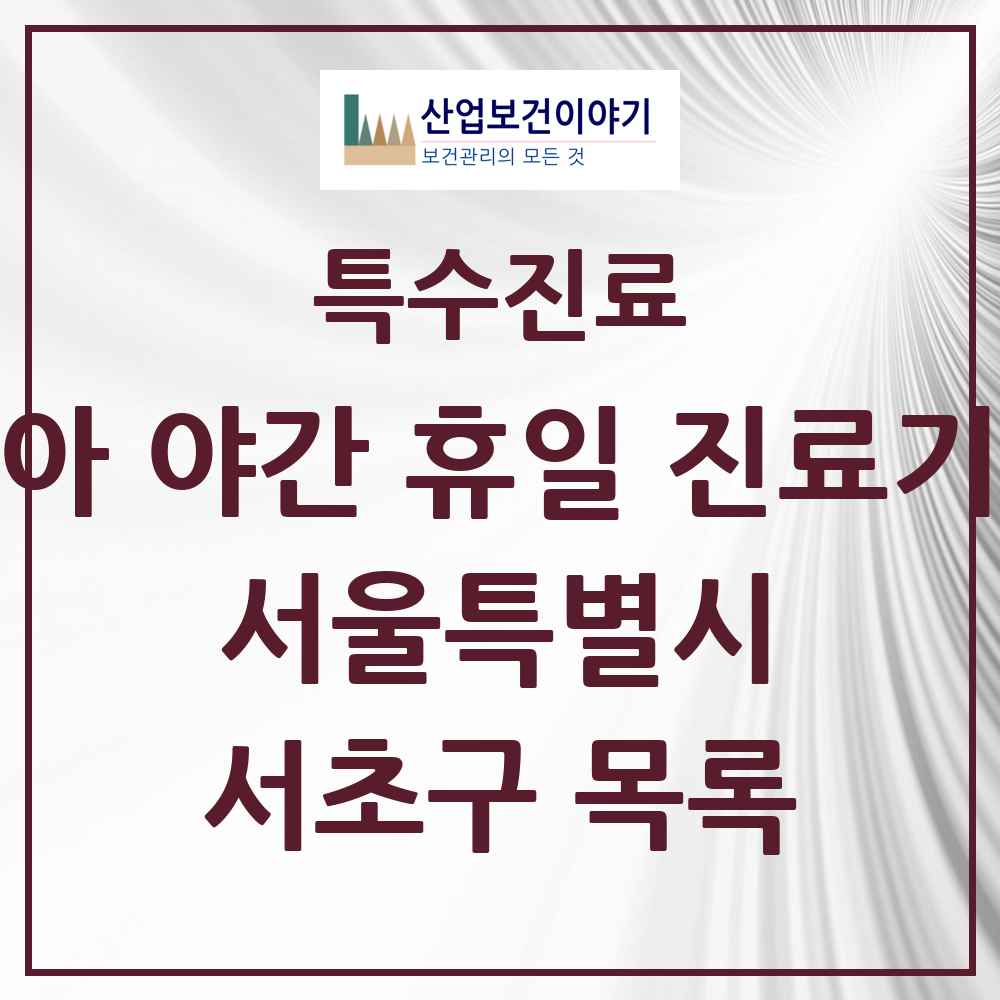 2025 서울특별시 서초구 소아 야간 휴일 진료기관 의원·병원 목록 2곳