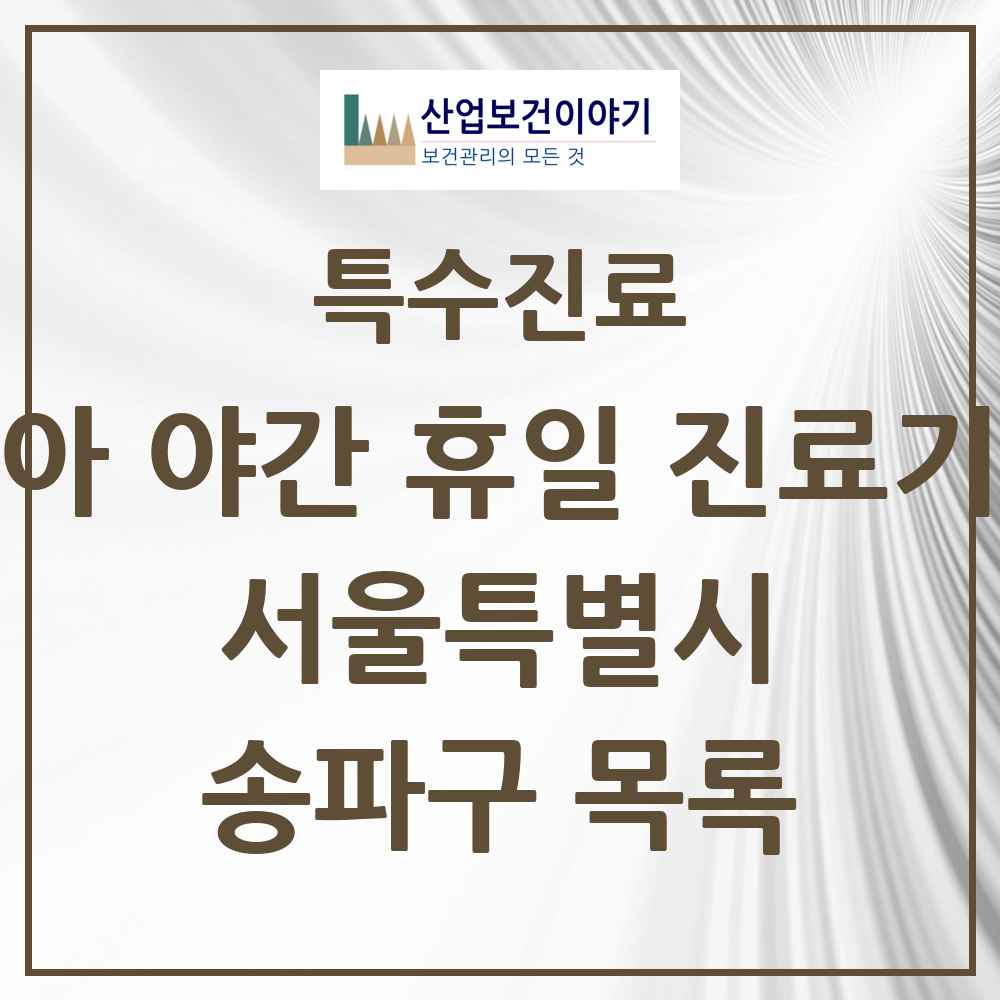 2025 서울특별시 송파구 소아 야간 휴일 진료기관 의원·병원 목록 4곳