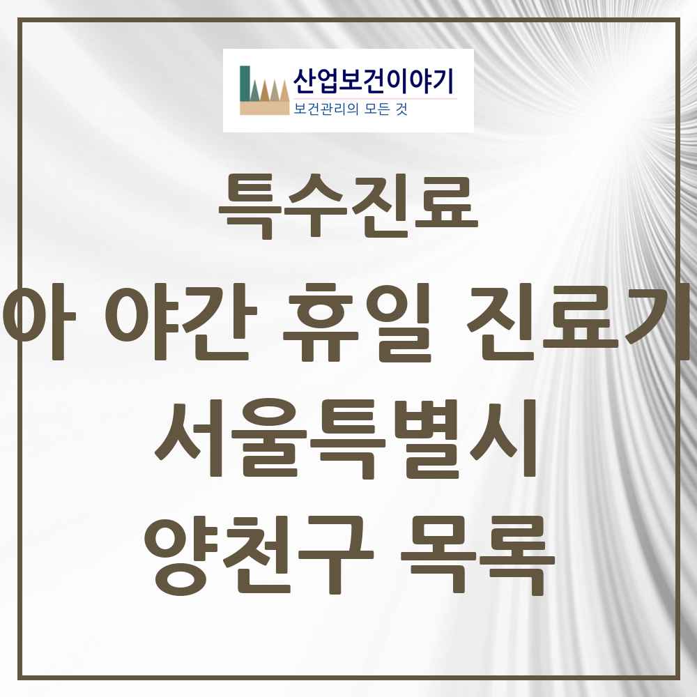 2025 서울특별시 양천구 소아 야간 휴일 진료기관 의원·병원 목록 2곳