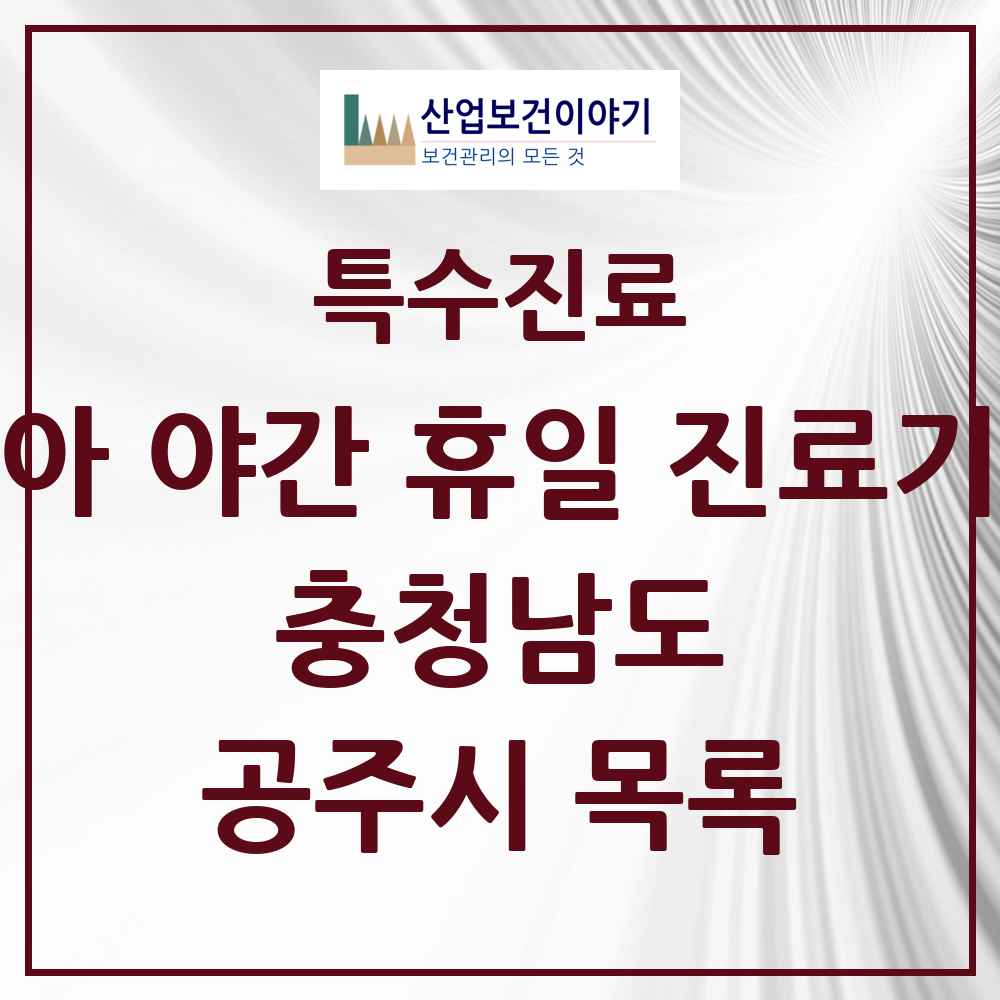 2025 충청남도 공주시 소아 야간 휴일 진료기관 의원·병원 목록 2곳
