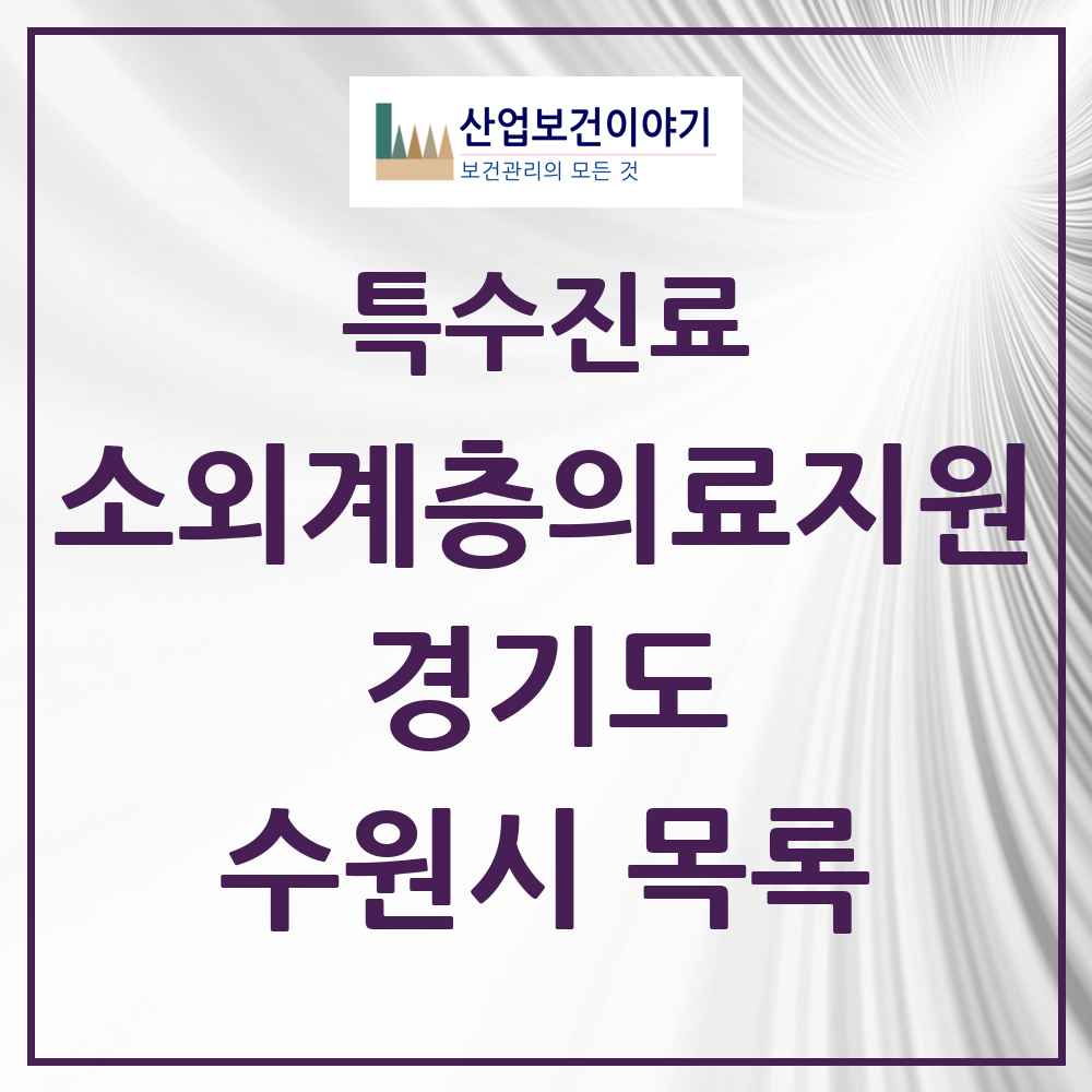 2025 경기도 수원시 소외계층 의료서비스지원 사업기관 의원·병원 목록 2곳