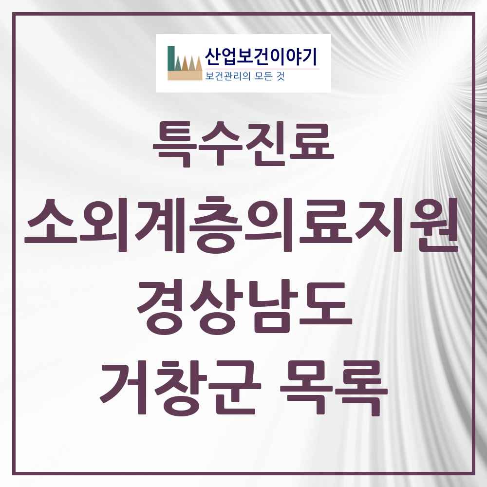2025 경상남도 거창군 소외계층 의료서비스지원 사업기관 의원·병원 목록 1곳