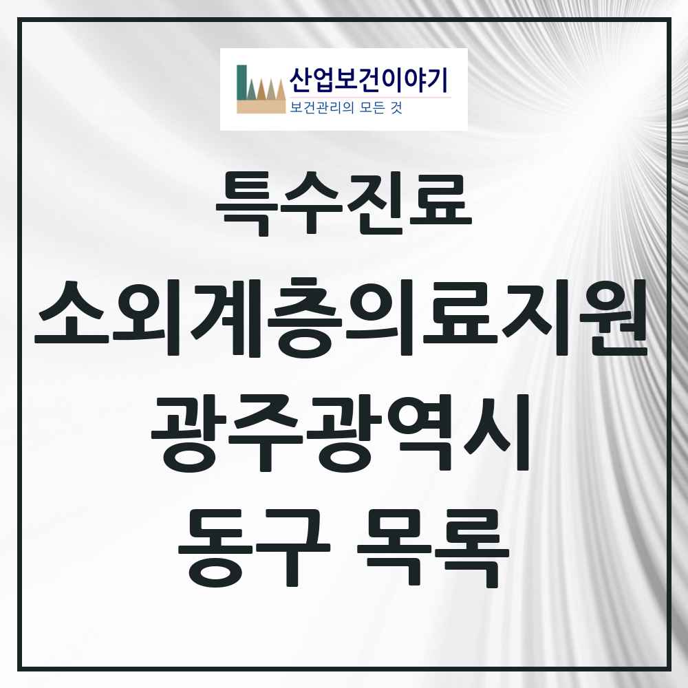 2025 광주광역시 동구 소외계층 의료서비스지원 사업기관 의원·병원 목록 2곳