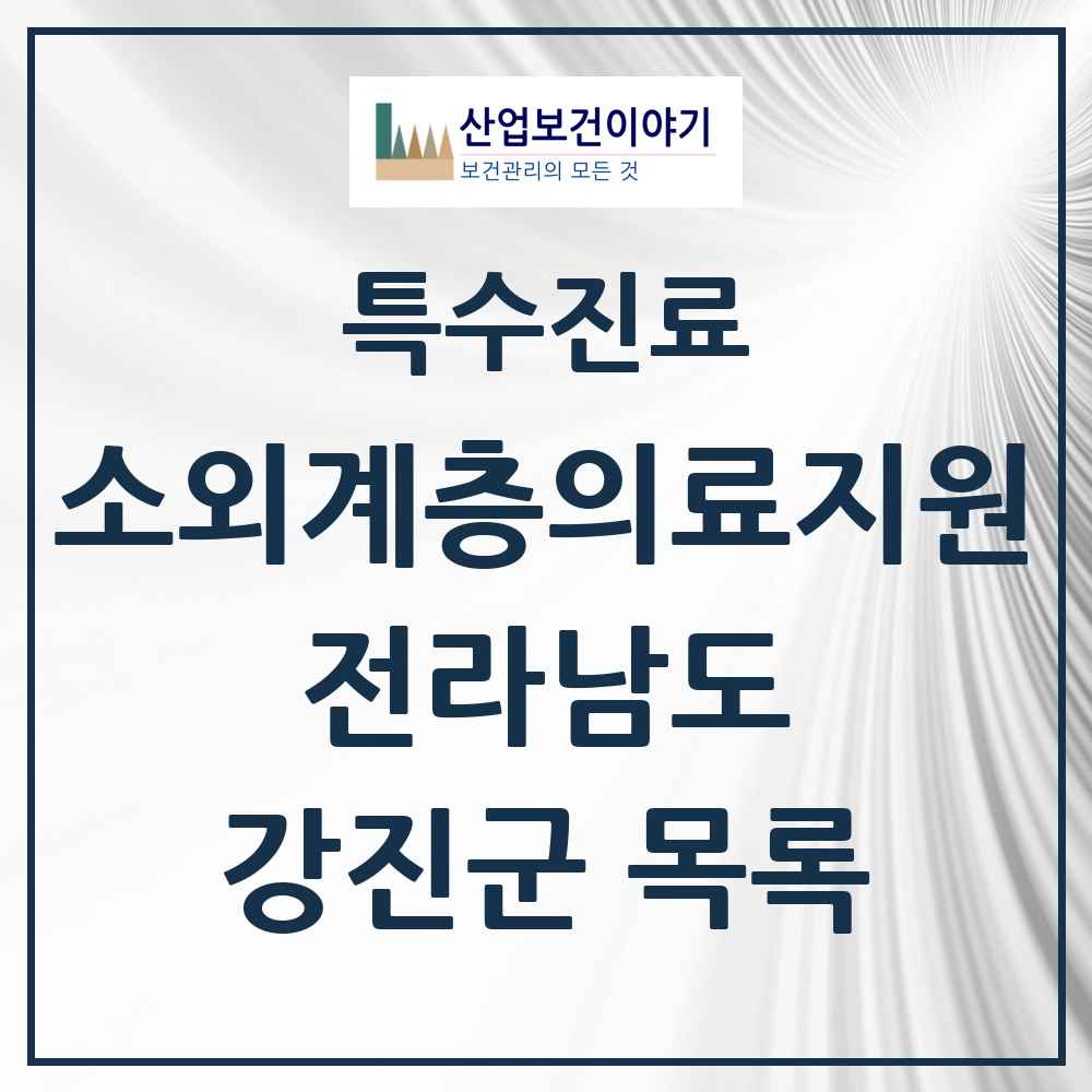 2025 전라남도 강진군 소외계층 의료서비스지원 사업기관 의원·병원 목록 1곳