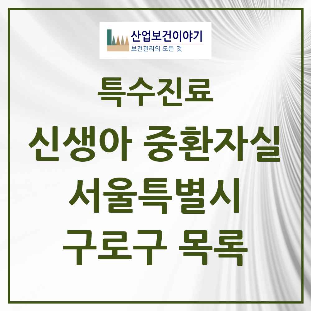 2025 서울특별시 구로구 신생아 중환자실 의원·병원 목록 1곳