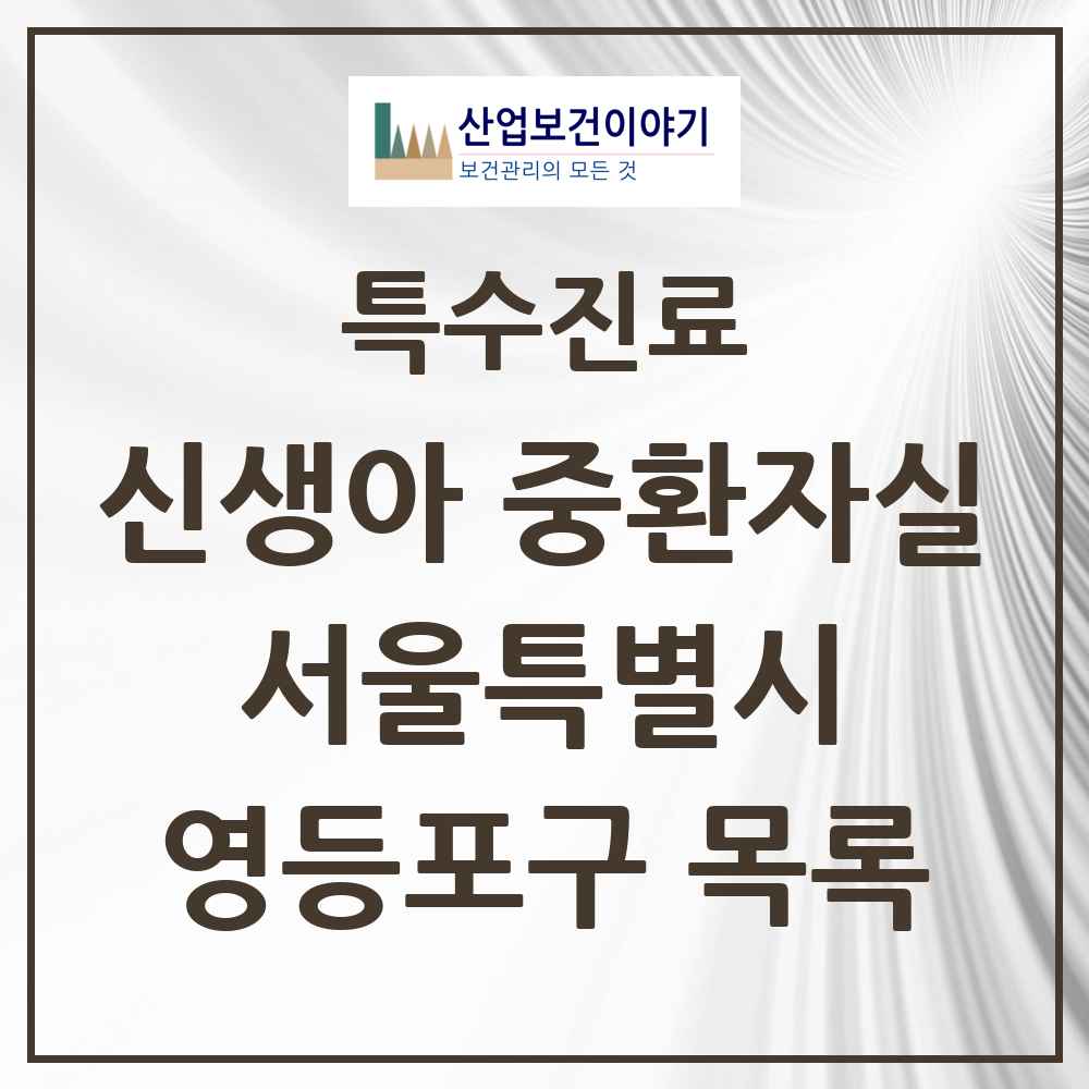 2025 서울특별시 영등포구 신생아 중환자실 의원·병원 목록 2곳