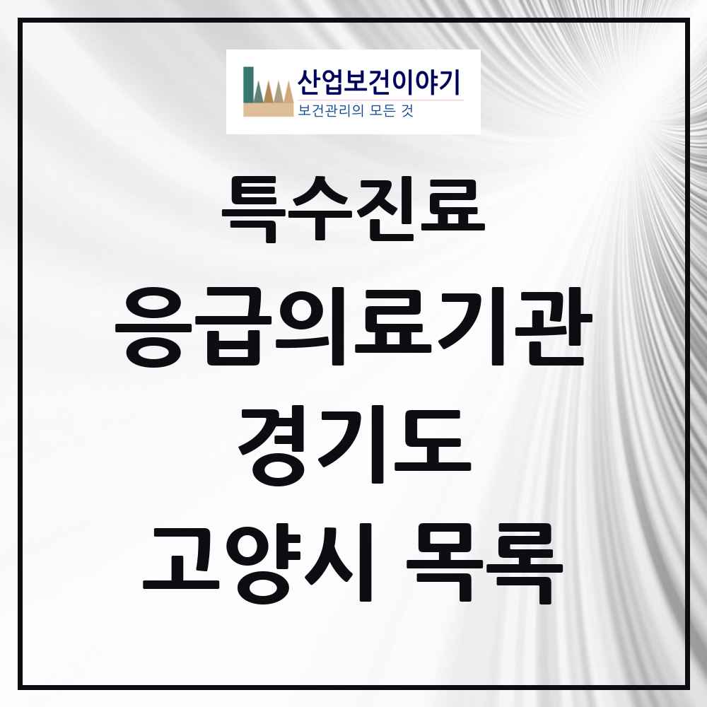 2025 경기도 고양시 응급의료기관 의원·병원 목록 7곳