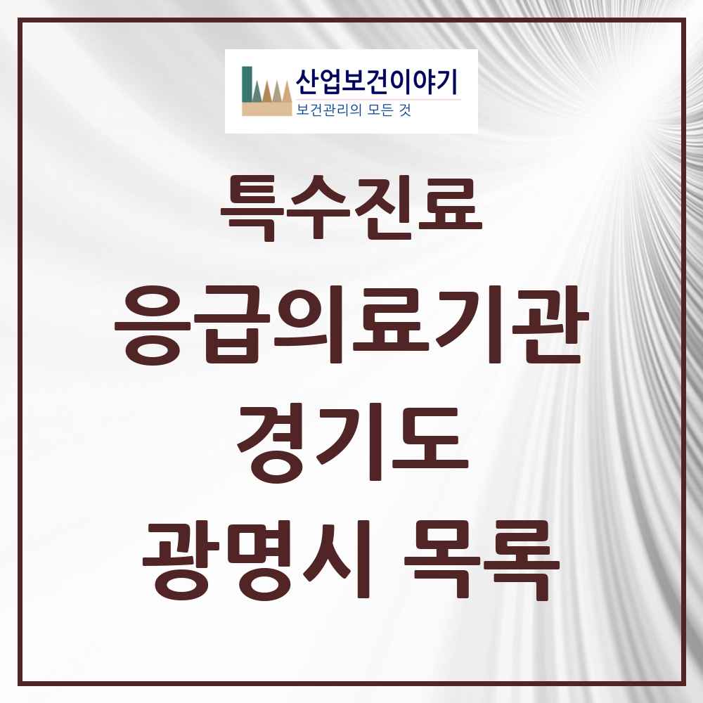 2025 경기도 광명시 응급의료기관 의원·병원 목록 2곳