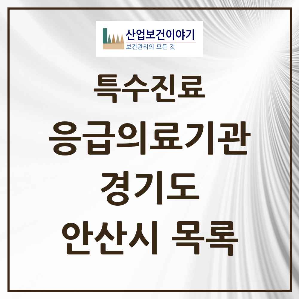 2025 경기도 안산시 응급의료기관 의원·병원 목록 5곳