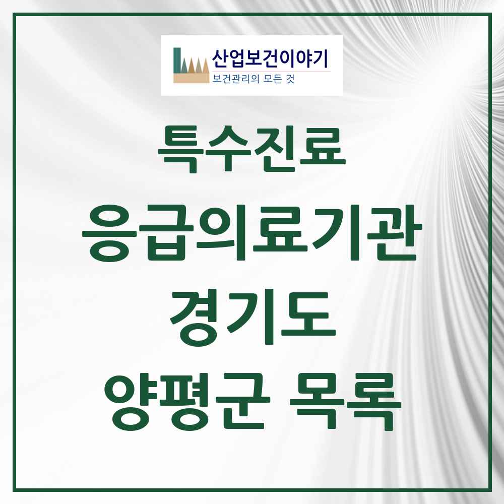 2025 경기도 양평군 응급의료기관 의원·병원 목록 1곳