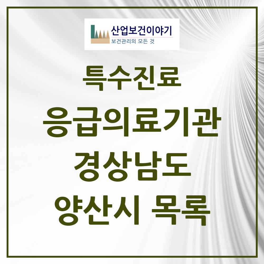 2025 경상남도 양산시 응급의료기관 의원·병원 목록 1곳
