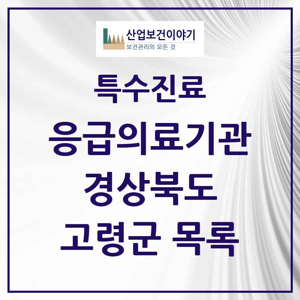 2025 경상북도 고령군 응급의료기관 의원·병원 목록 1곳