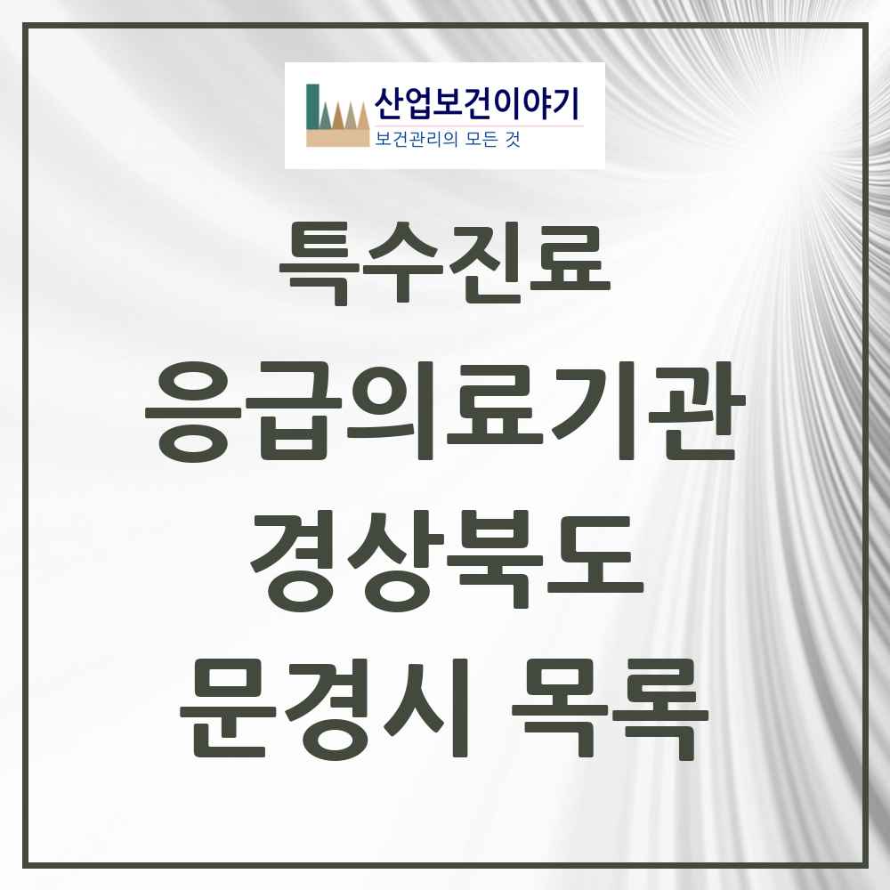 2025 경상북도 문경시 응급의료기관 의원·병원 목록 2곳