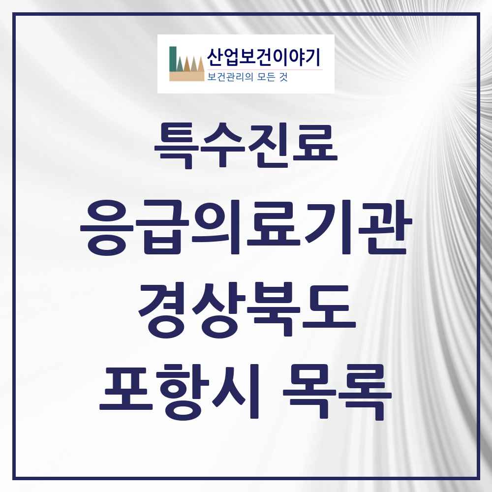 2025 경상북도 포항시 응급의료기관 의원·병원 목록 5곳