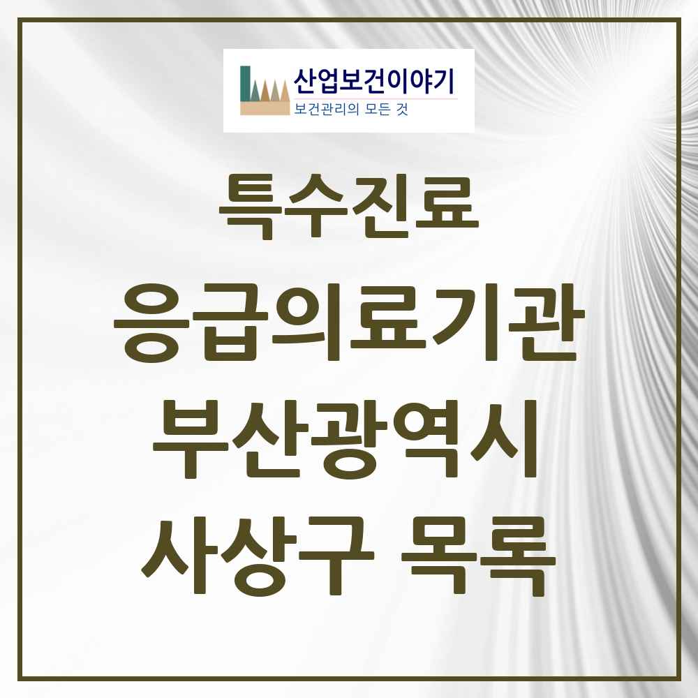 2025 부산광역시 사상구 응급의료기관 의원·병원 목록 2곳