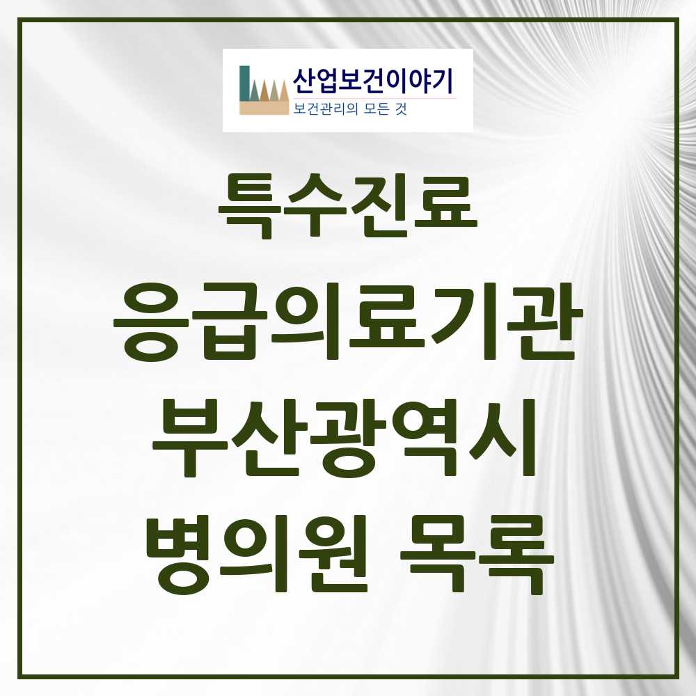 2025 부산광역시 응급의료기관 의원·병원 목록 29곳