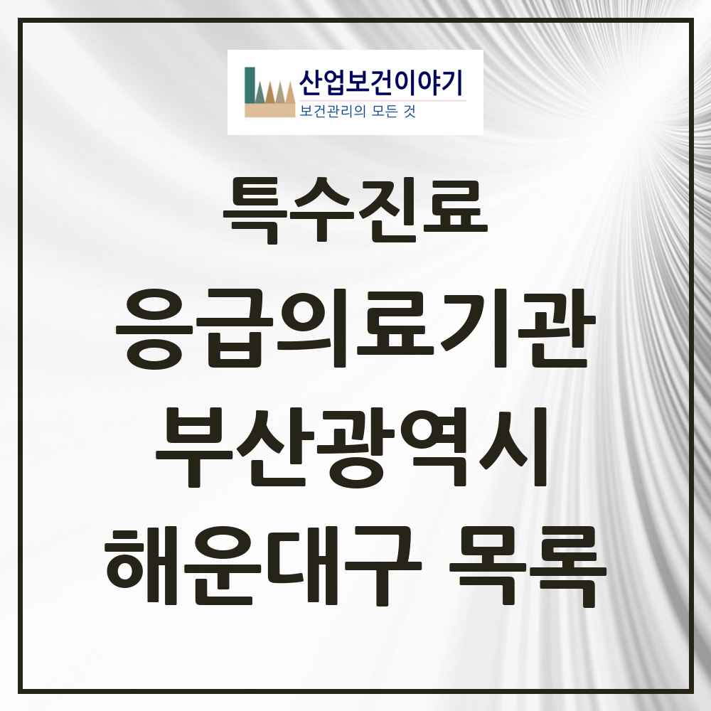 2025 부산광역시 해운대구 응급의료기관 의원·병원 목록 2곳
