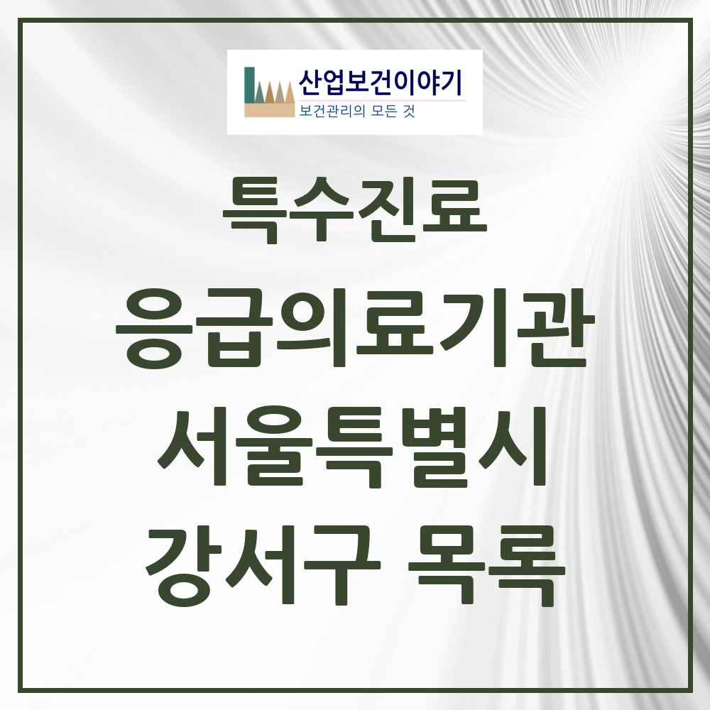2025 서울특별시 강서구 응급의료기관 의원·병원 목록 2곳