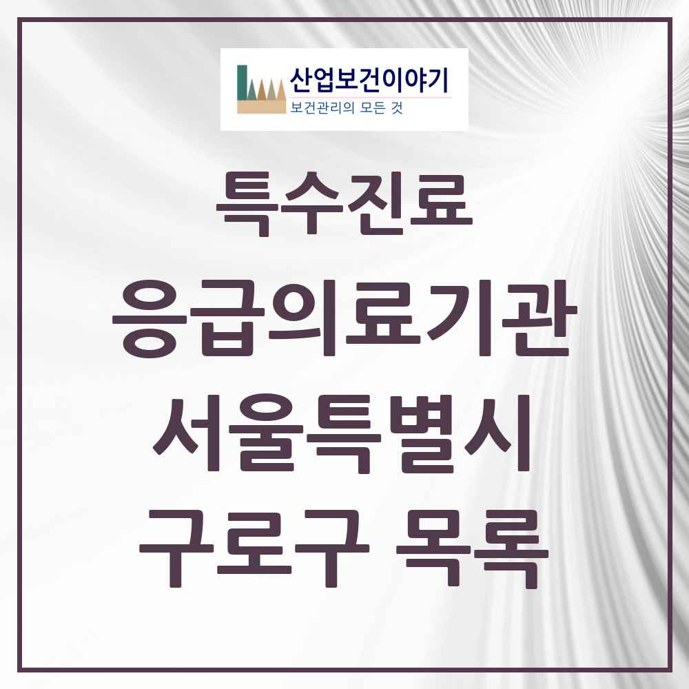 2025 서울특별시 구로구 응급의료기관 의원·병원 목록 2곳