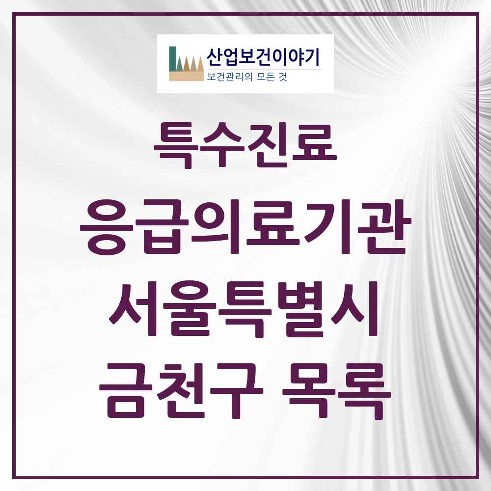 2025 서울특별시 금천구 응급의료기관 의원·병원 목록 1곳