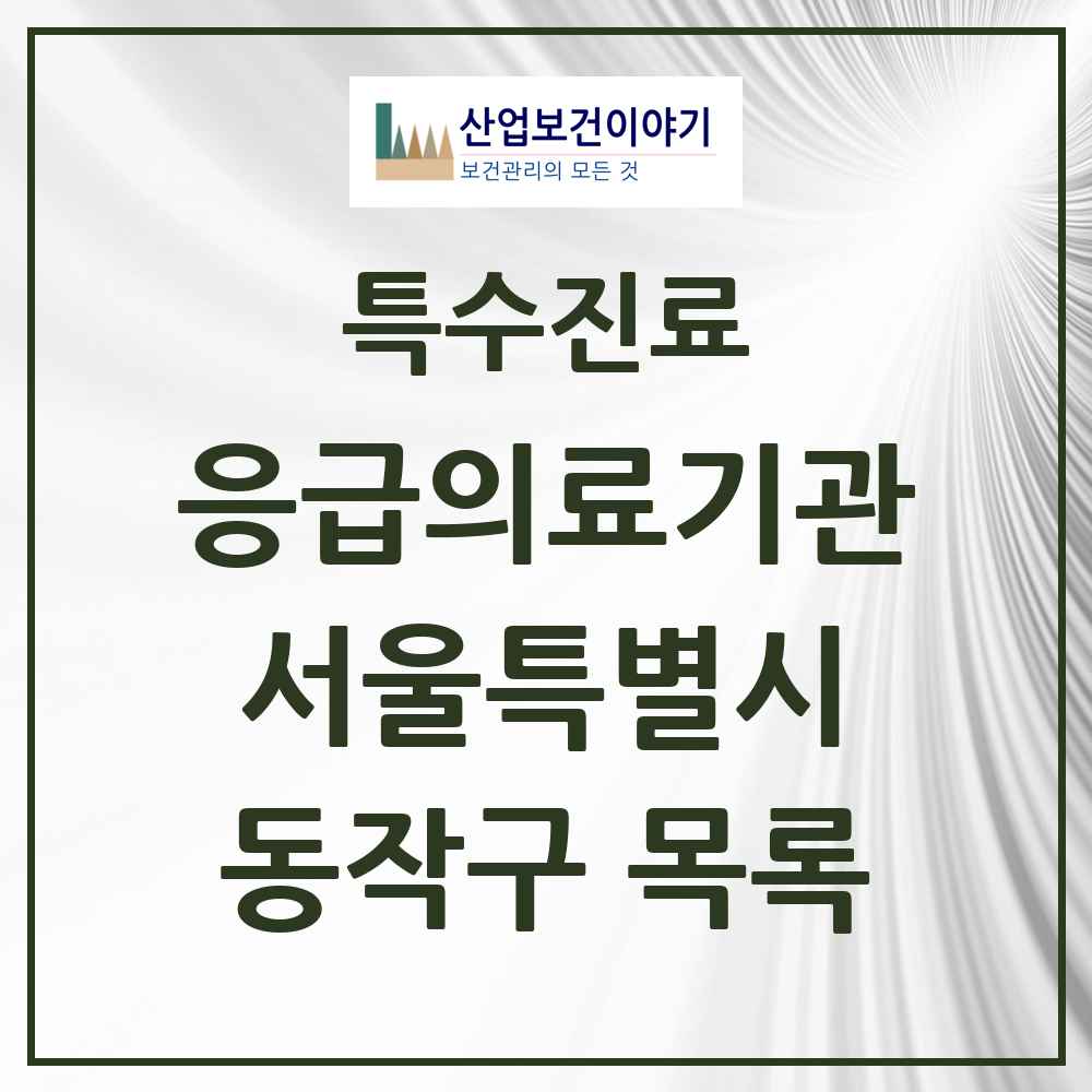 2025 서울특별시 동작구 응급의료기관 의원·병원 목록 2곳