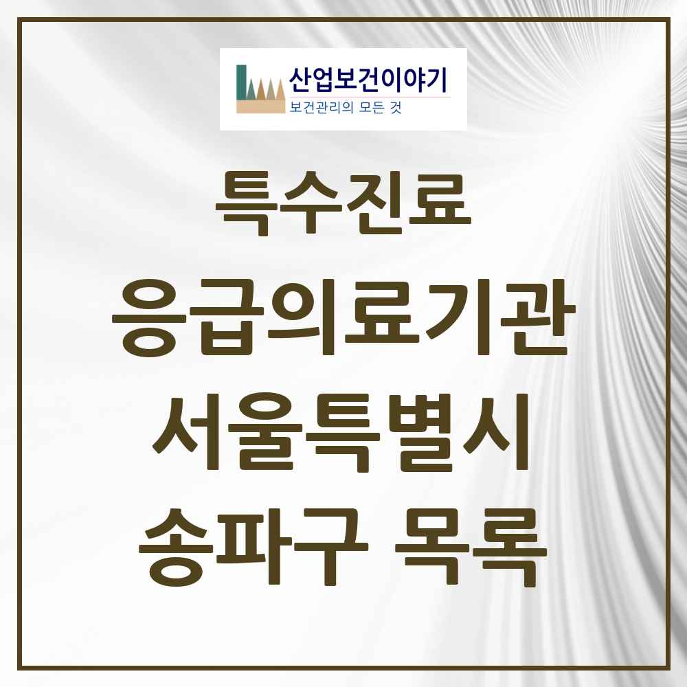 2025 서울특별시 송파구 응급의료기관 의원·병원 목록 2곳