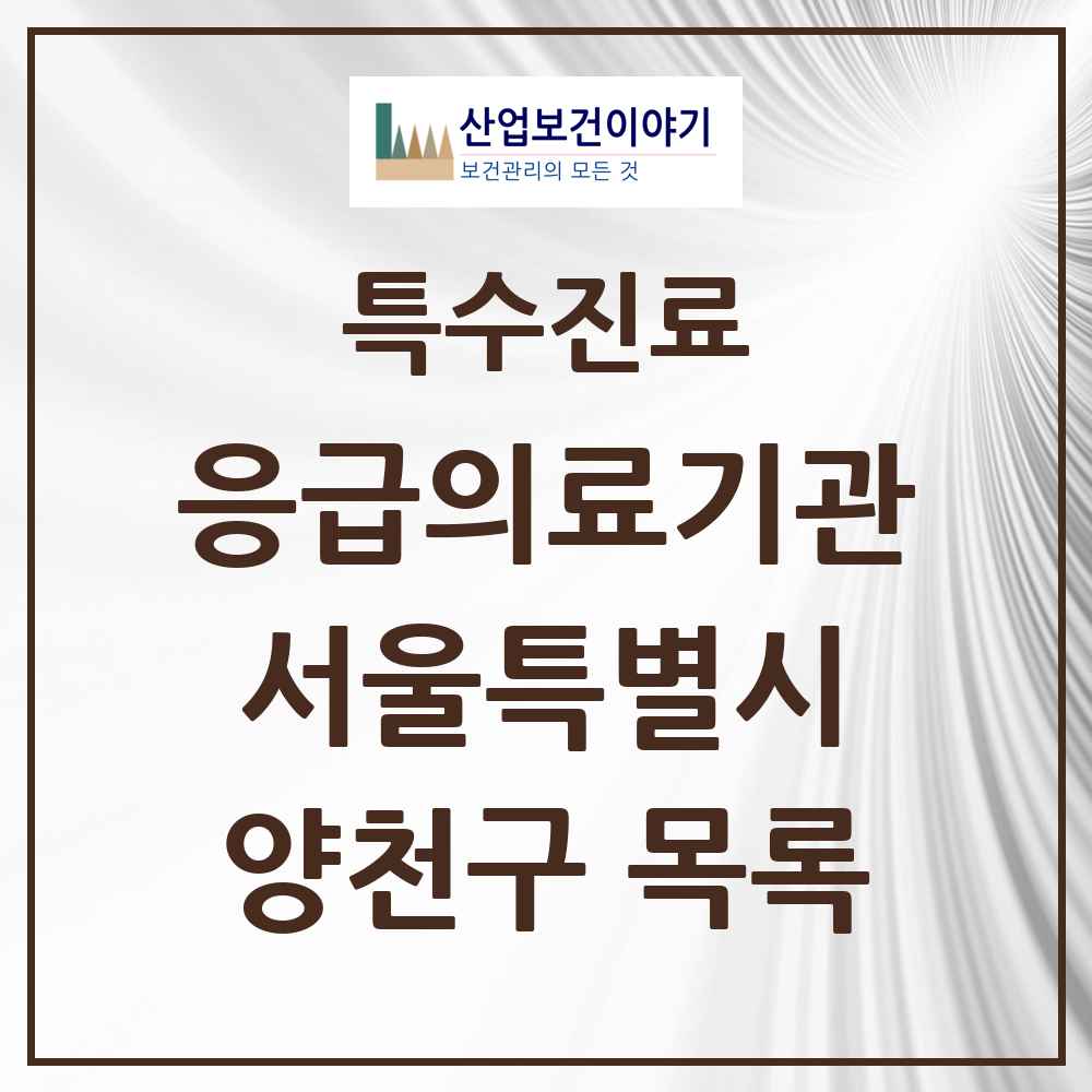 2025 서울특별시 양천구 응급의료기관 의원·병원 목록 3곳