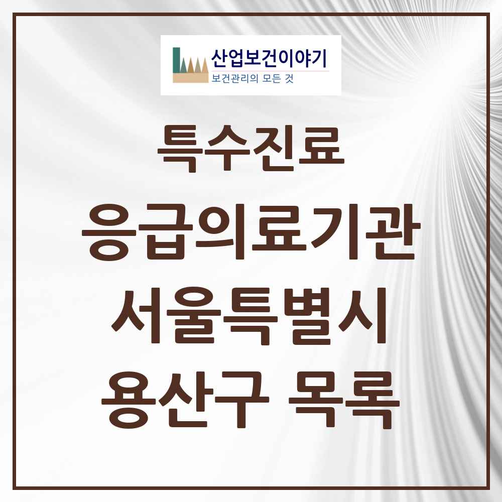 2025 서울특별시 용산구 응급의료기관 의원·병원 목록 1곳