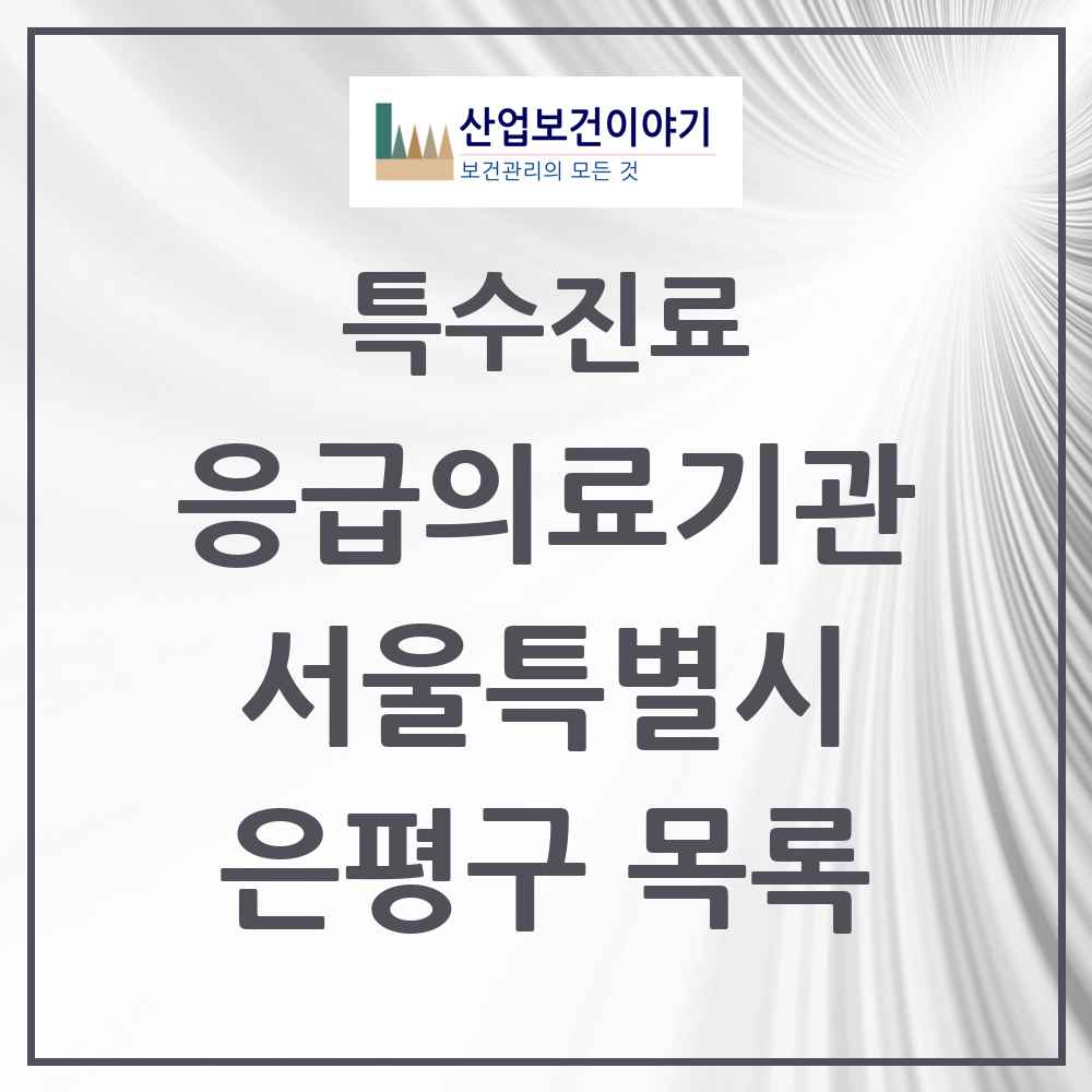2025 서울특별시 은평구 응급의료기관 의원·병원 목록 2곳