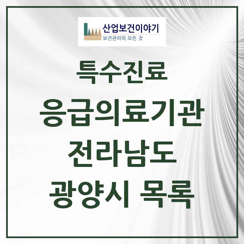 2025 전라남도 광양시 응급의료기관 의원·병원 목록 2곳