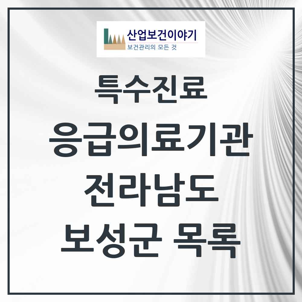 2025 전라남도 보성군 응급의료기관 의원·병원 목록 2곳