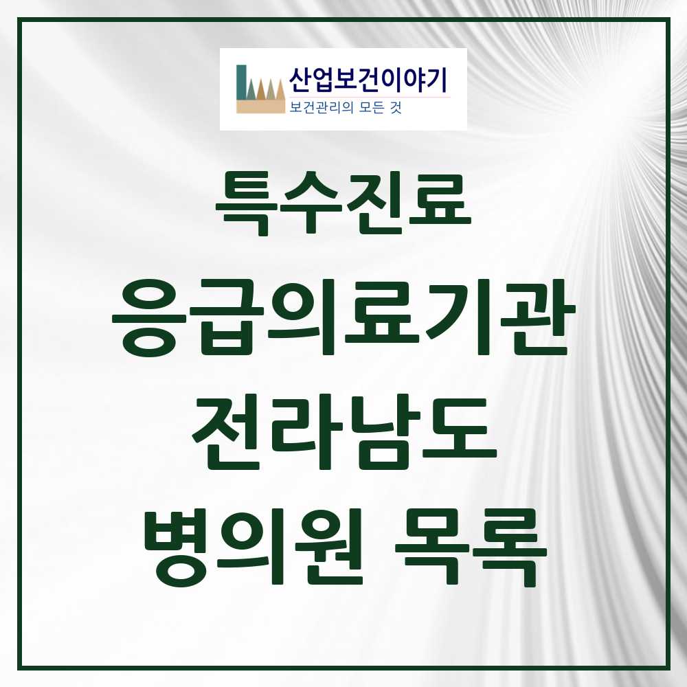 2025 전라남도 응급의료기관 의원·병원 목록 38곳