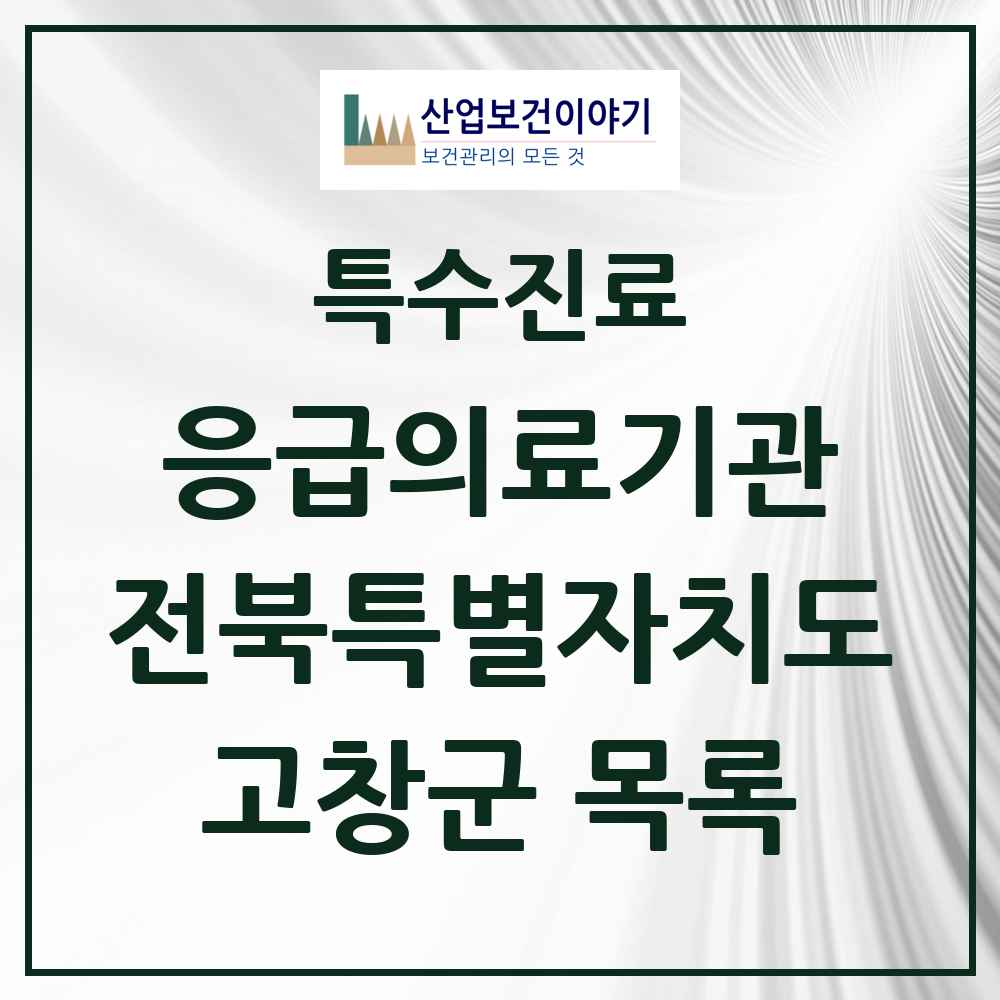2025 전북특별자치도 고창군 응급의료기관 의원·병원 목록 1곳