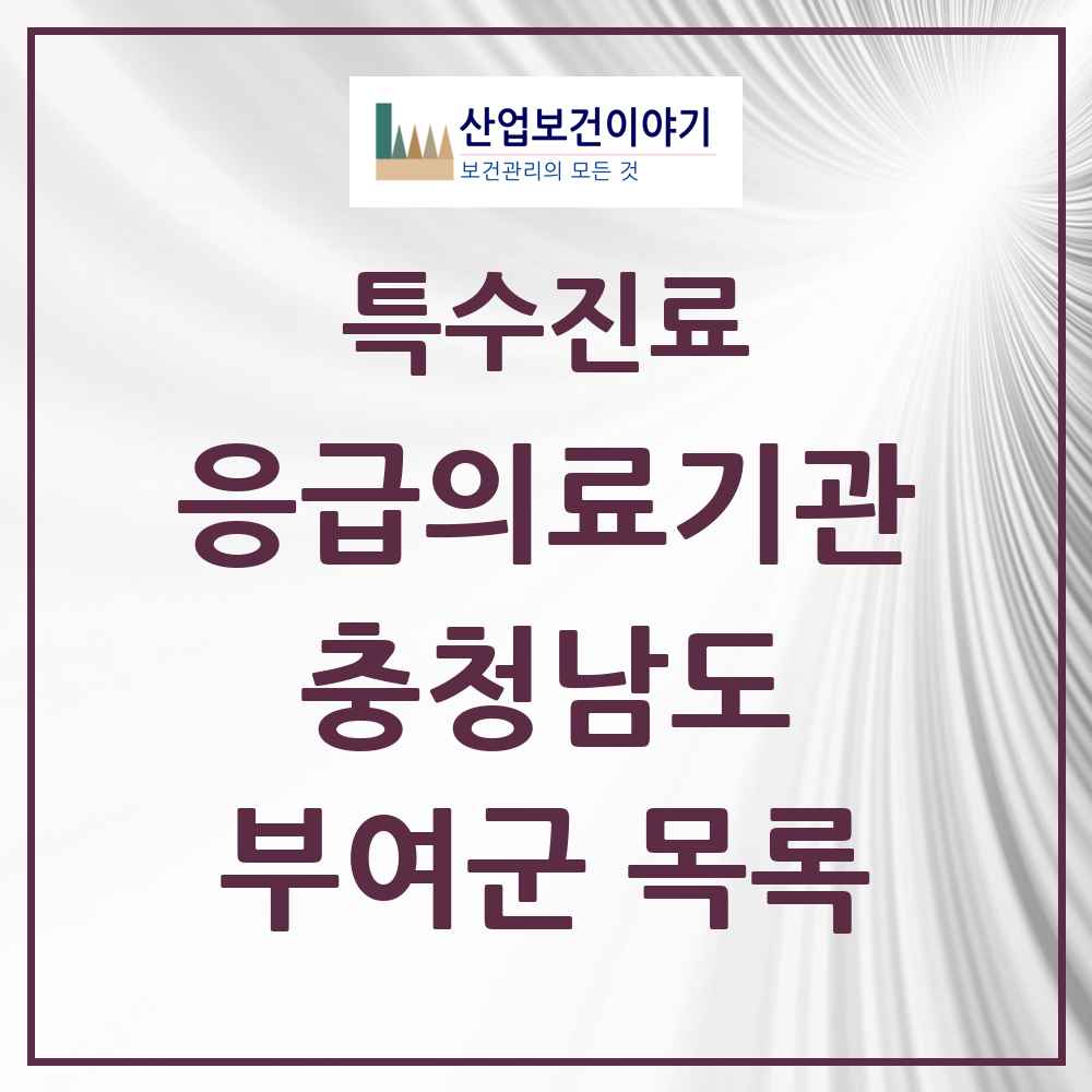 2025 충청남도 부여군 응급의료기관 의원·병원 목록 1곳