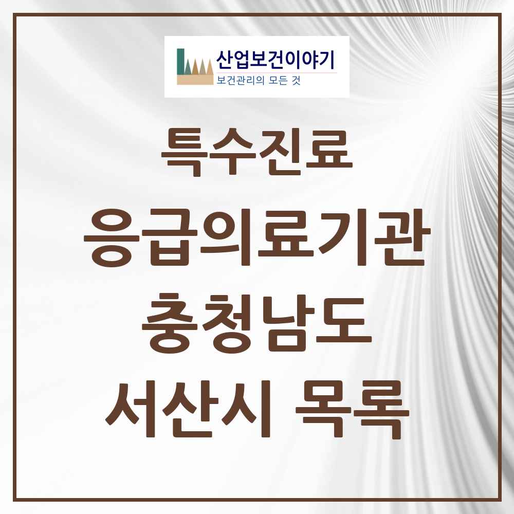 2025 충청남도 서산시 응급의료기관 의원·병원 목록 2곳