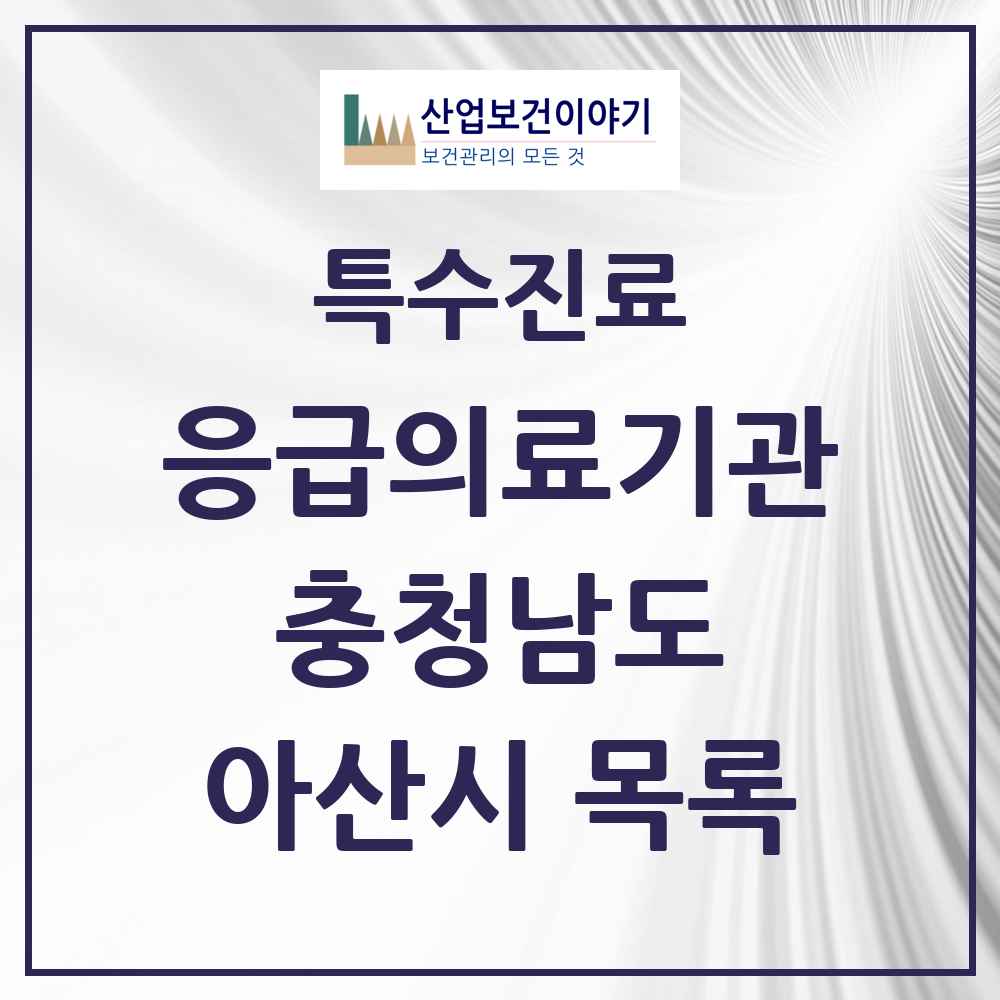 2025 충청남도 아산시 응급의료기관 의원·병원 목록 2곳