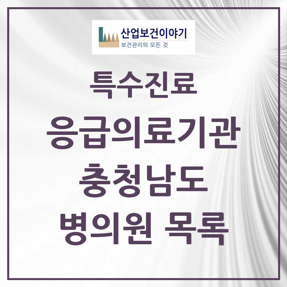 2025 충청남도 응급의료기관 의원·병원 목록 18곳