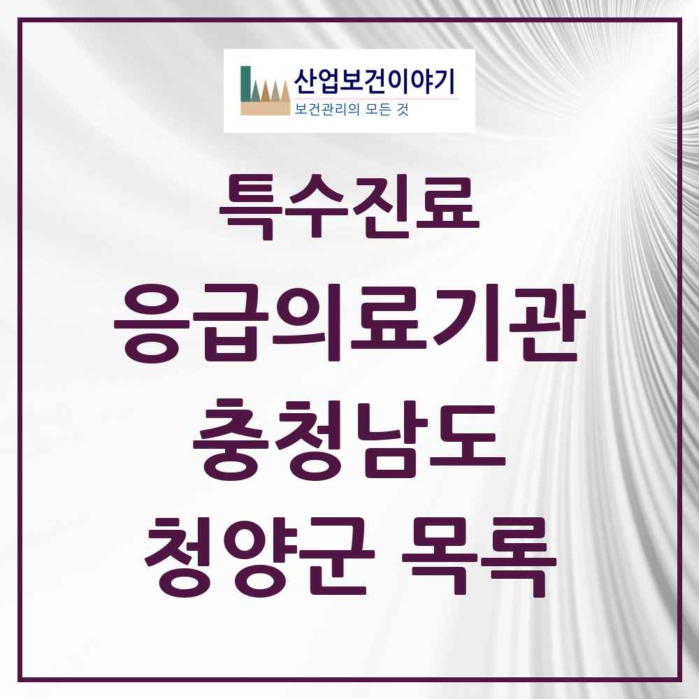 2025 충청남도 청양군 응급의료기관 의원·병원 목록 1곳
