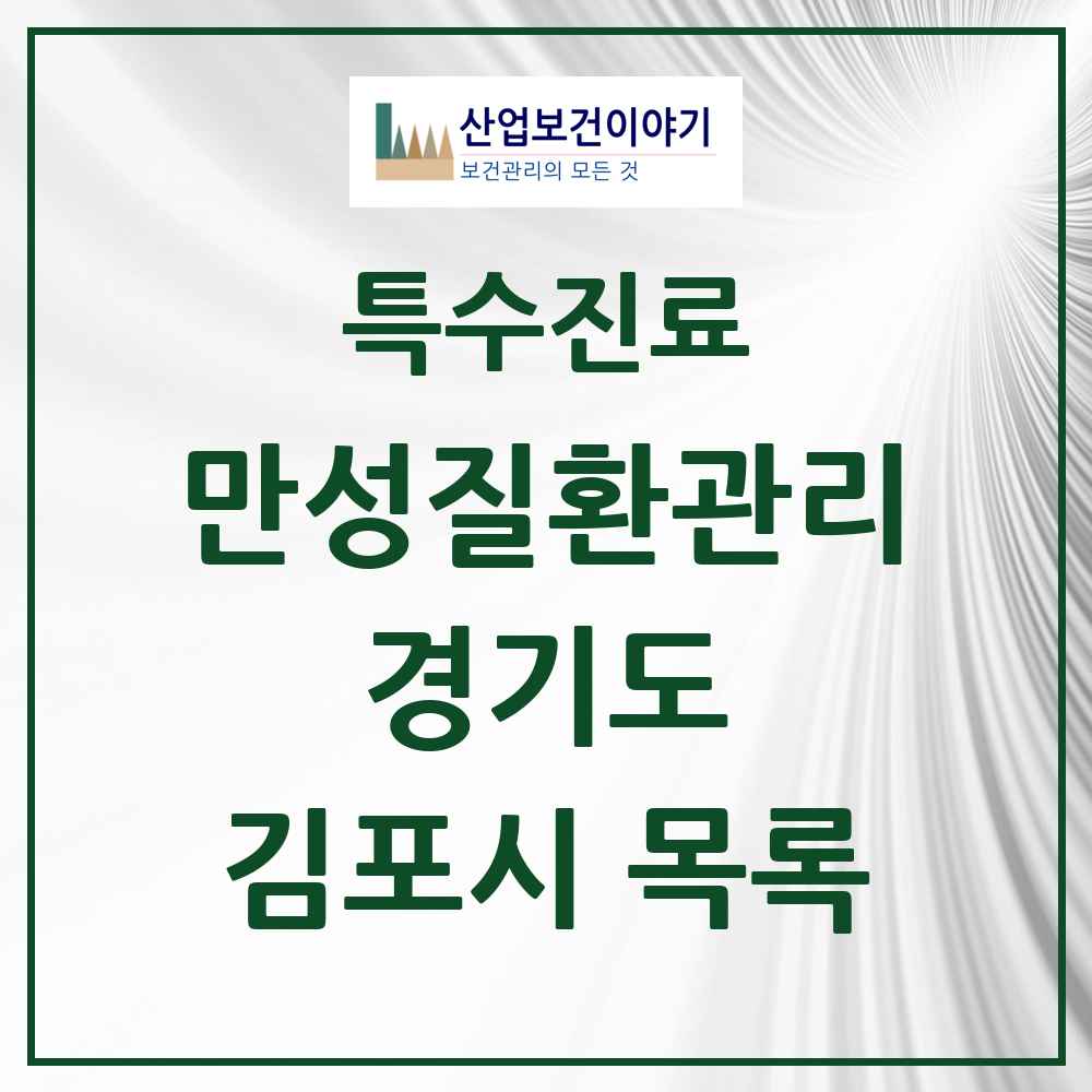 2025 경기도 김포시 일차의료 만성질환관리 실시기관 의원·병원 목록 36곳