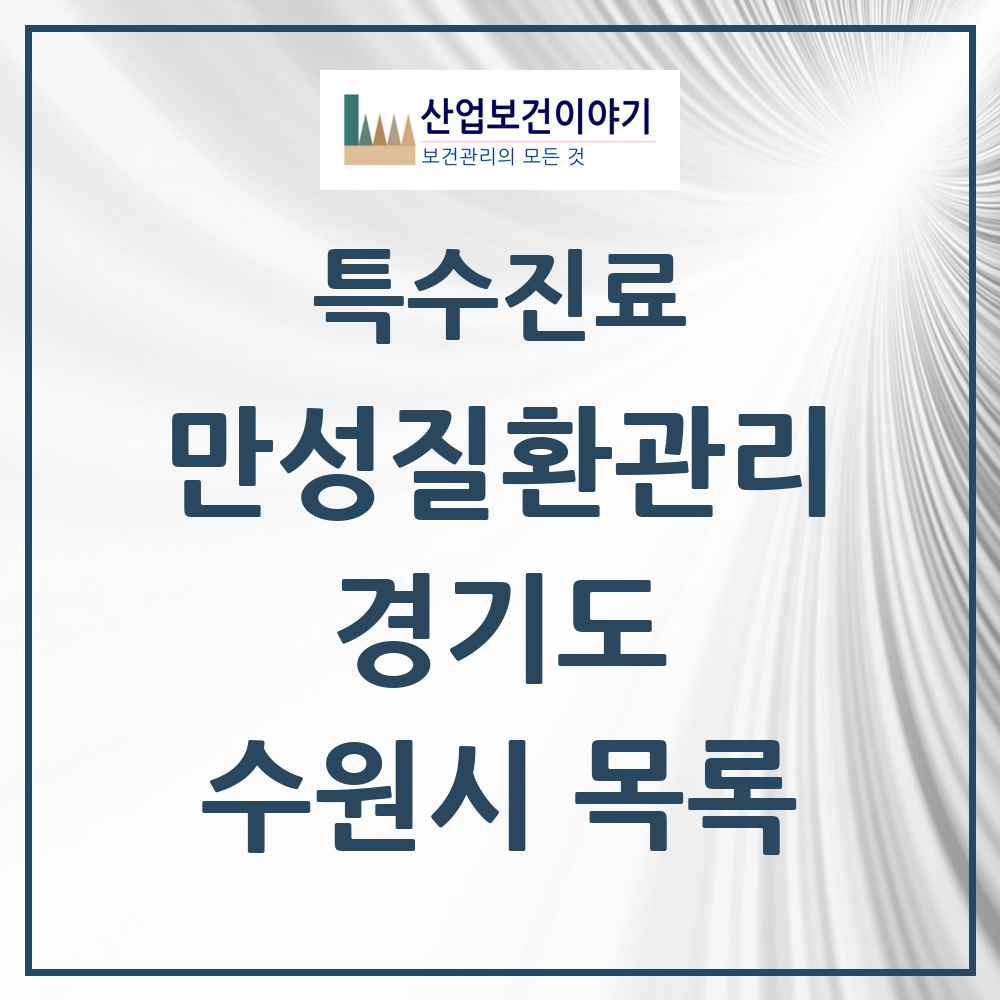 2025 경기도 수원시 일차의료 만성질환관리 실시기관 의원·병원 목록 96곳