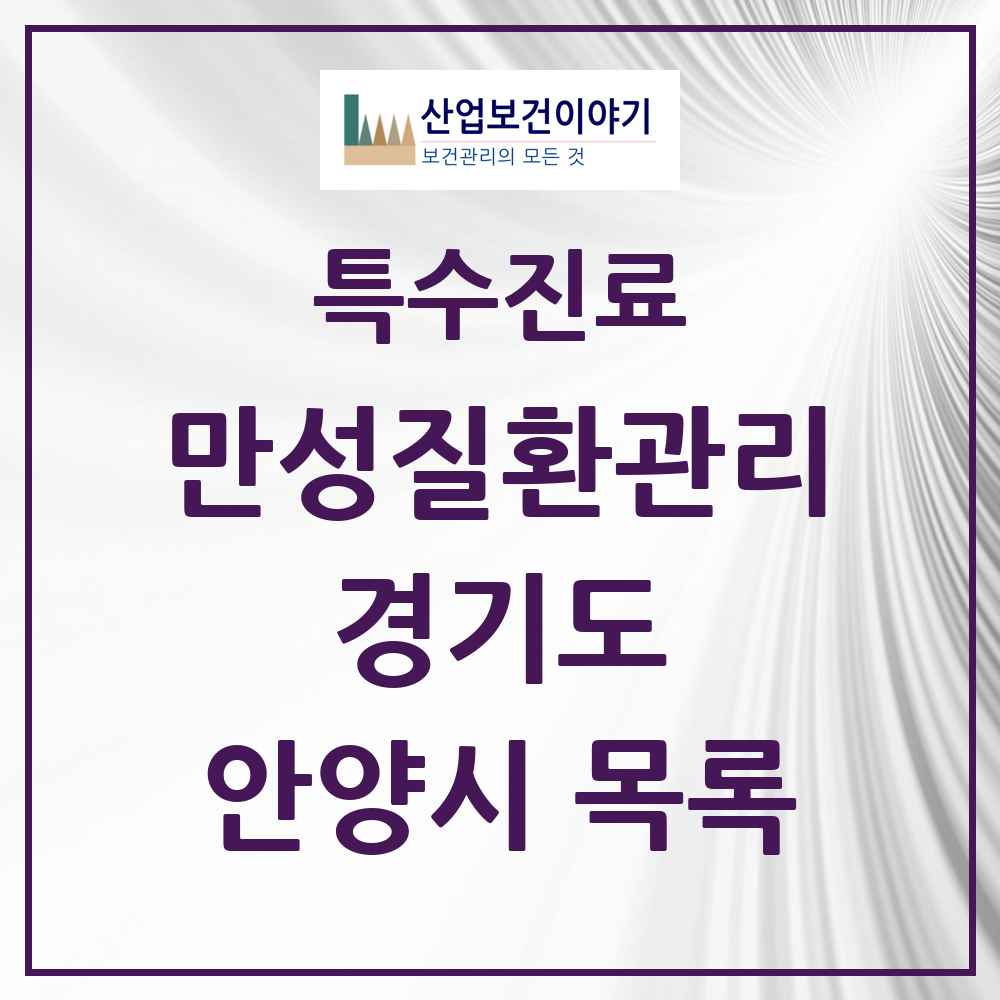 2025 경기도 안양시 일차의료 만성질환관리 실시기관 의원·병원 목록 36곳