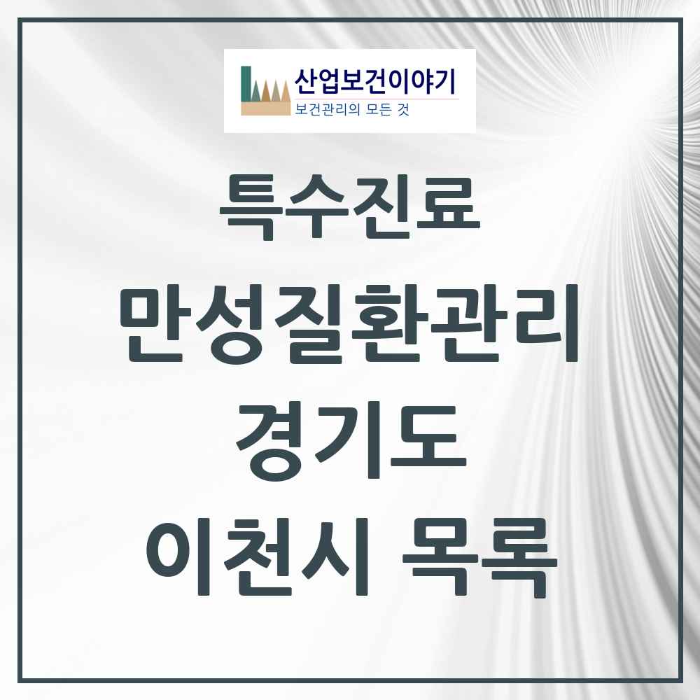 2025 경기도 이천시 일차의료 만성질환관리 실시기관 의원·병원 목록 7곳
