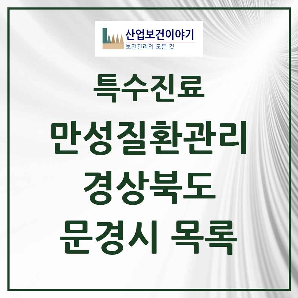 2025 경상북도 문경시 일차의료 만성질환관리 실시기관 의원·병원 목록 1곳